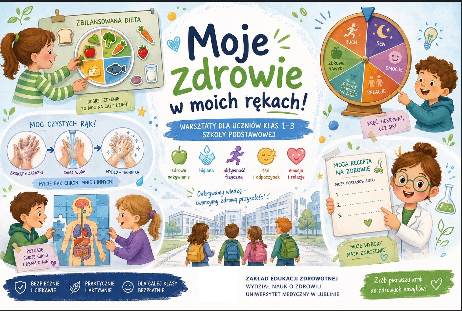 Moje zdrowie w moich rękach. Warsztat dla uczniów klas 1-3 szkoły podstawowej.