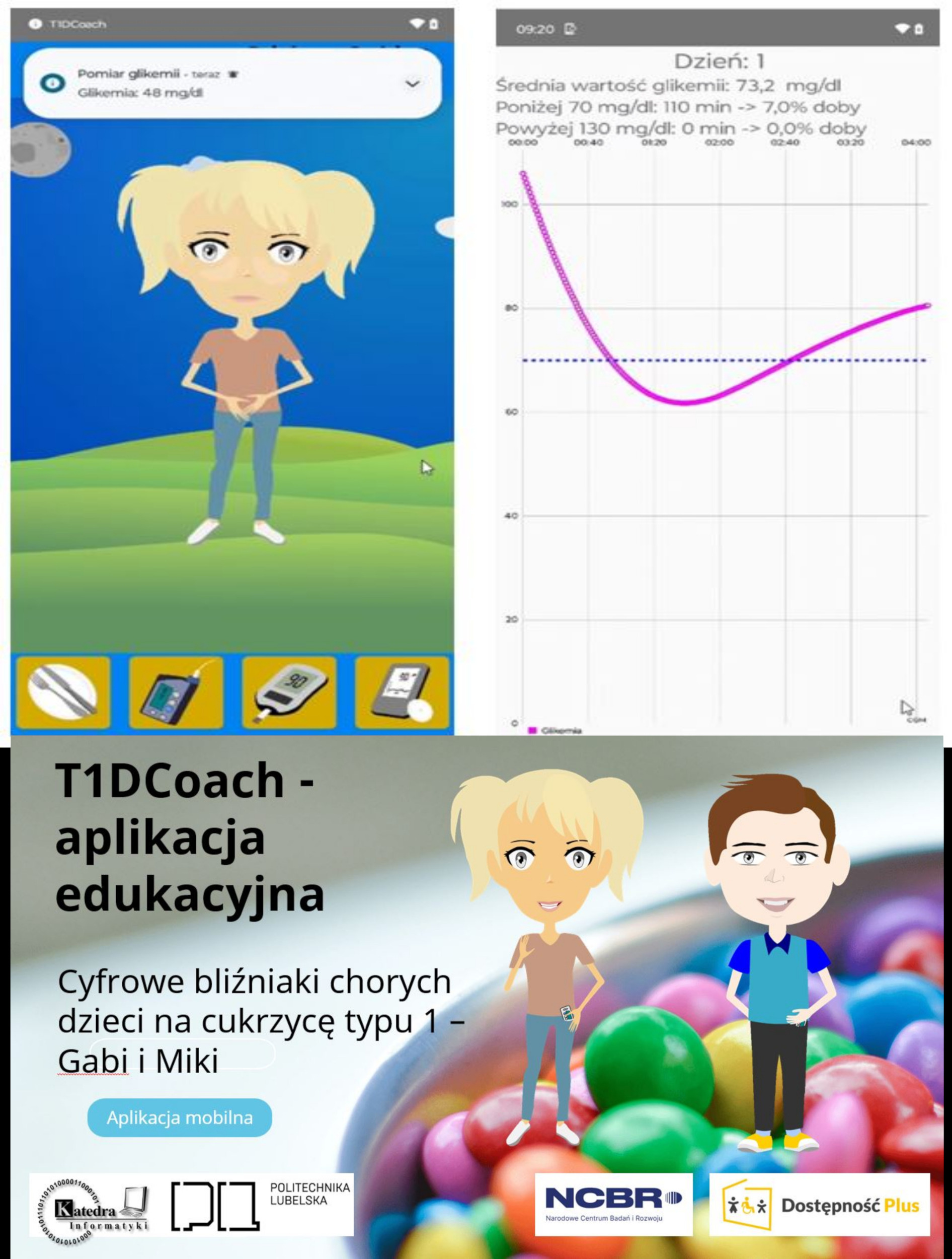 Aplikacja mobilna T1DCoach dla dzieci chorych na cukrzycę typy 1 i nie tylko