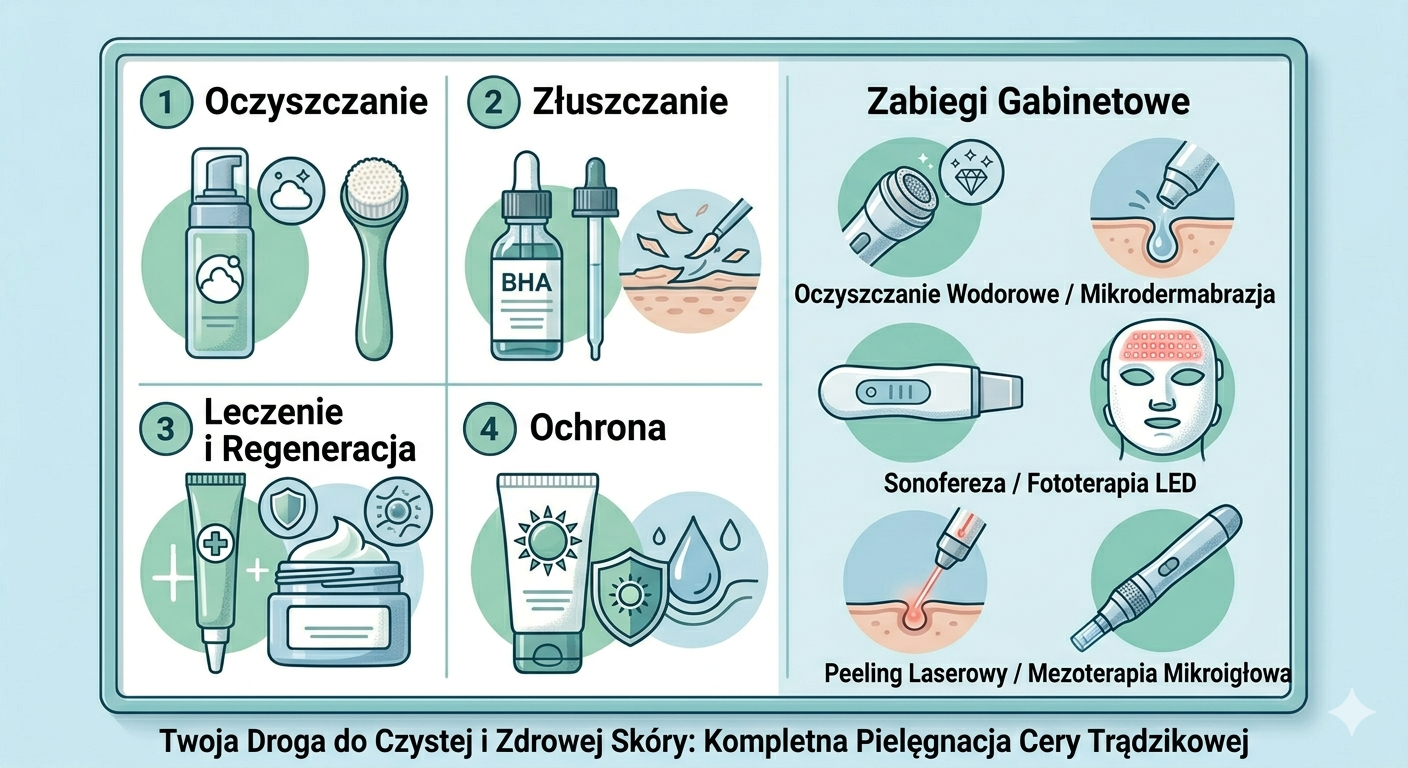 Zasady prawidłowej pielęgnacji skóry trądzikowej. Diagnostyka kosmetologiczna.