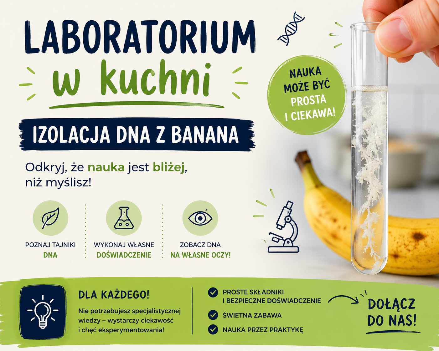 Laboratorium w kuchni – izolacja DNA z banana