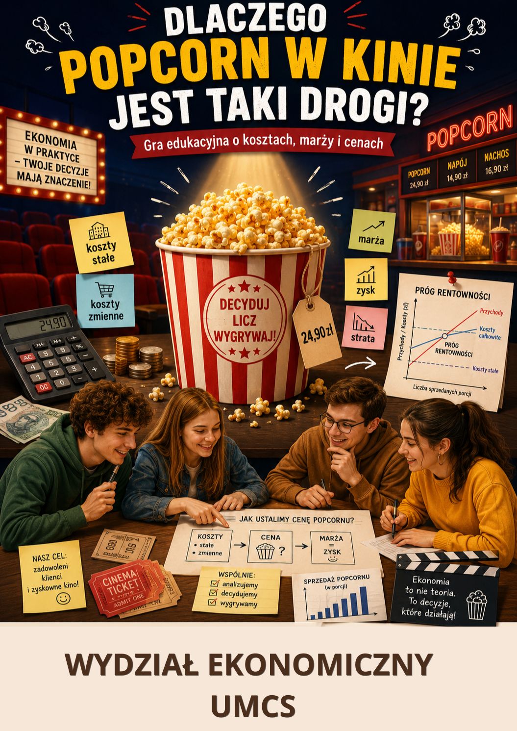 Dlaczego popcorn w kinie jest taki drogi? Gra edukacyjna o kosztach, marży i cenach