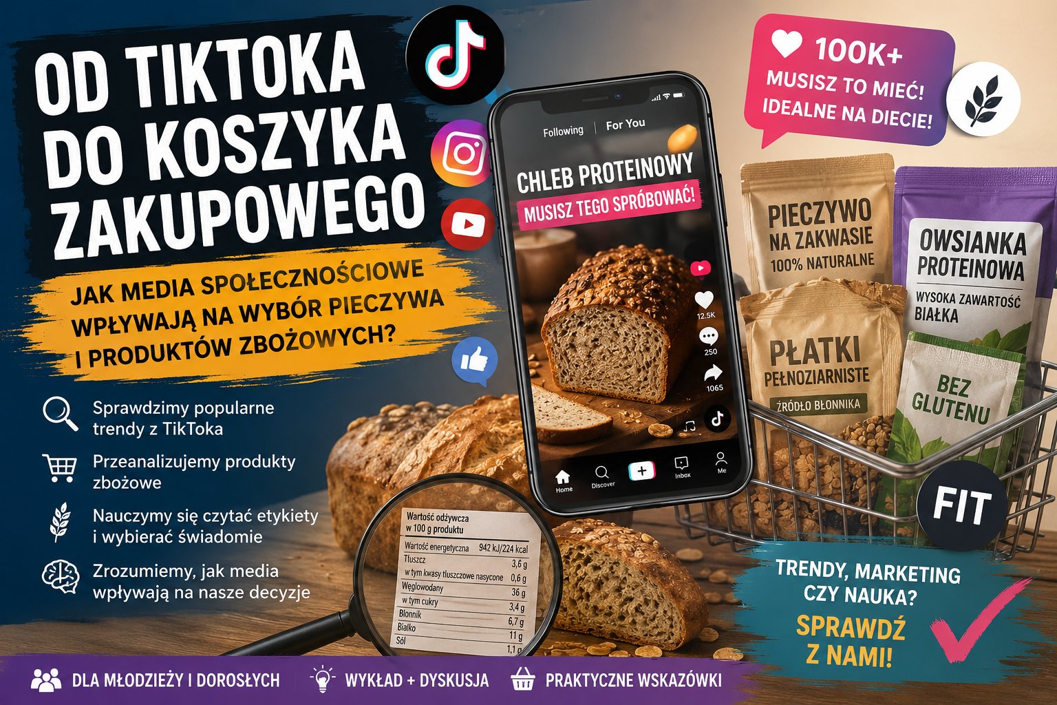 Od TikToka do koszyka zakupowego – jak media społecznościowe wpływają na wybór pieczywa i produktów zbożowych?